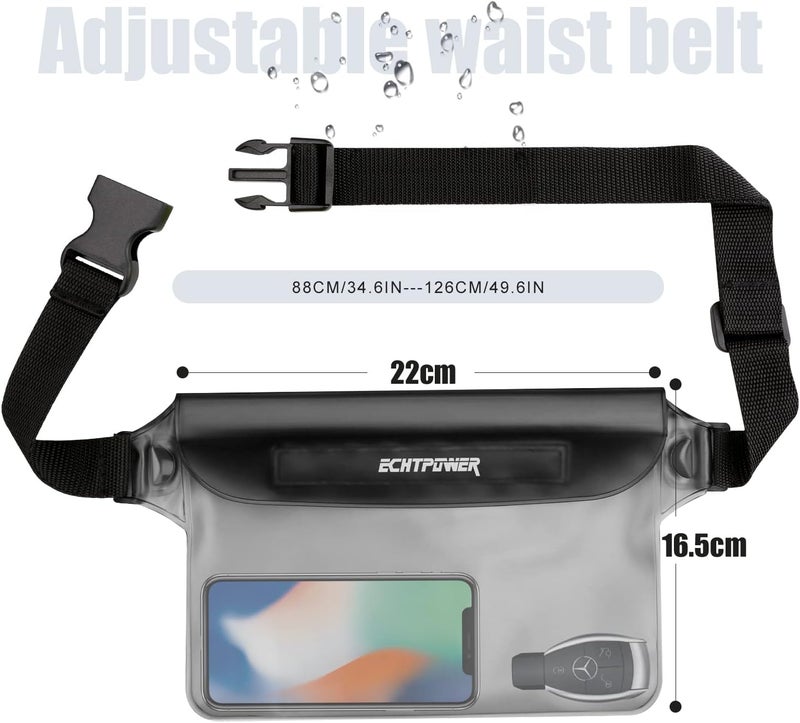 ECHTPower Store 2-Pack Waterproof Pouch Bag, Waterproof Fanny Pack, Waterproof Dry Bag with Adjustable Waist Strap for Beach Swimming Kayaking Floating Boating - Image 5